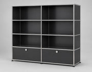 USM Haller Highboard 2 Klappen 6 Fächer Schwarz – Schrägansicht 2