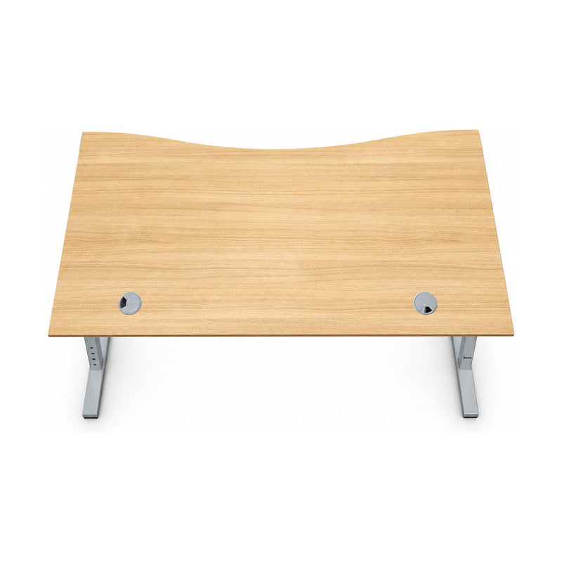 Schreibtisch Bene Freiform 180 x 80 cm – Draufsicht mit zwei Kabeldurchlässen