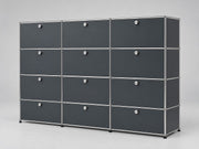 USM Haller Highboard 12 Klappen Anthrazit – Schrägansicht 1