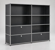 USM Haller Highboard 3 Klappen 5 Fächer Schwarz – Schrägansicht 3