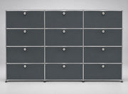 USM Haller Highboard 12 Klappen Anthrazit – Vorderansicht