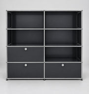 USM Haller Highboard 3 Klappen 5 Fächer Schwarz – Vorderansicht