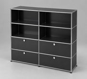 USM Haller Highboard 4 Klappen 4 Fächer Schwarz – Schrägansicht 1