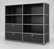 USM Haller Highboard 3 Klappen 5 Fächer Schwarz – Schrägansicht 2
