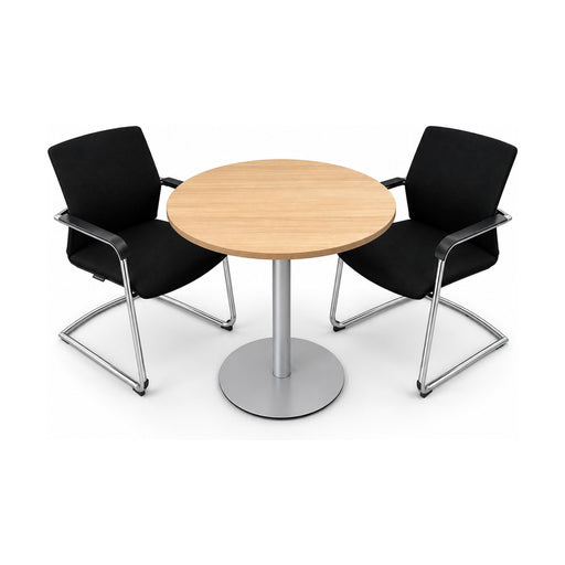Sitzgruppe Wilkhahn & Bene – Bistrotisch Ø 80 cm mit 2 Freischwingern Schwarz, gebraucht