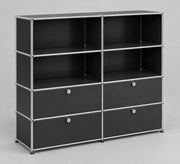 USM Haller Highboard 4 Klappen 4 Fächer Schwarz – Schrägansicht 3