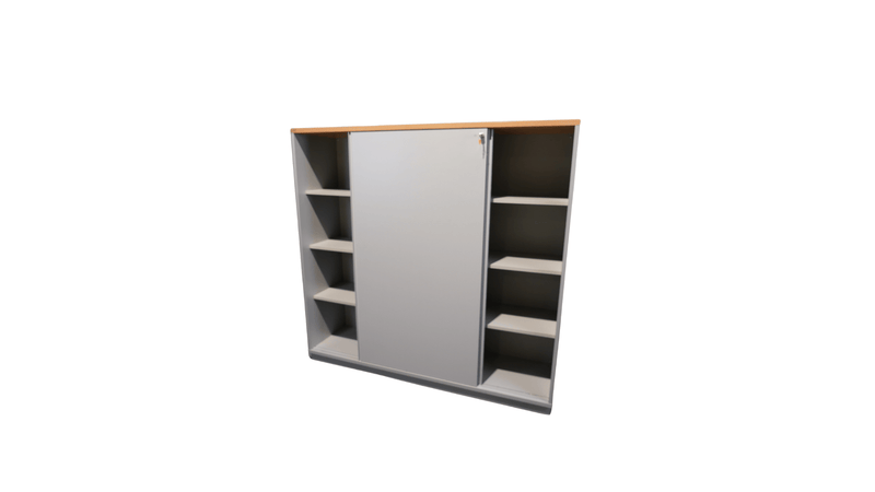 Hali „Slide 160“ Schiebetürenschrank in Grau und Buche mit 5 Ordnerhöhen - Reoffice