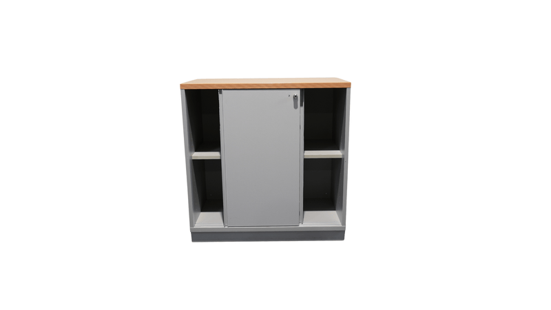 Hali „Slide 83“ Schiebetürenschrank 2 OH in Grau und Buche - Reoffice