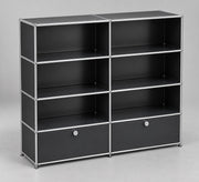 USM Haller Highboard 2 Klappen 6 Fächer Schwarz – Schrägansicht 1