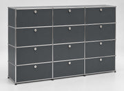 USM Haller Highboard 12 Klappen Anthrazit – Schrägansicht 2