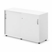 MARO PRO Schiebetürenschrank 120 cm, 2 OH in Weiß – Seitenansicht schräg