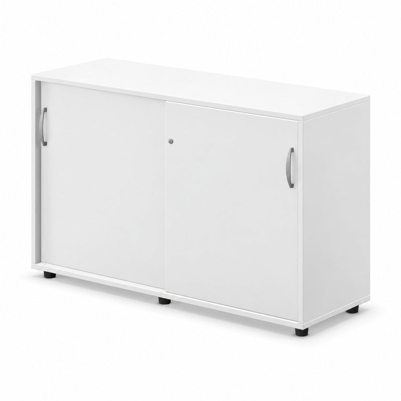 MARO PRO Schiebetürenschrank 120 cm, 2 OH in Weiß – Seitenansicht schräg