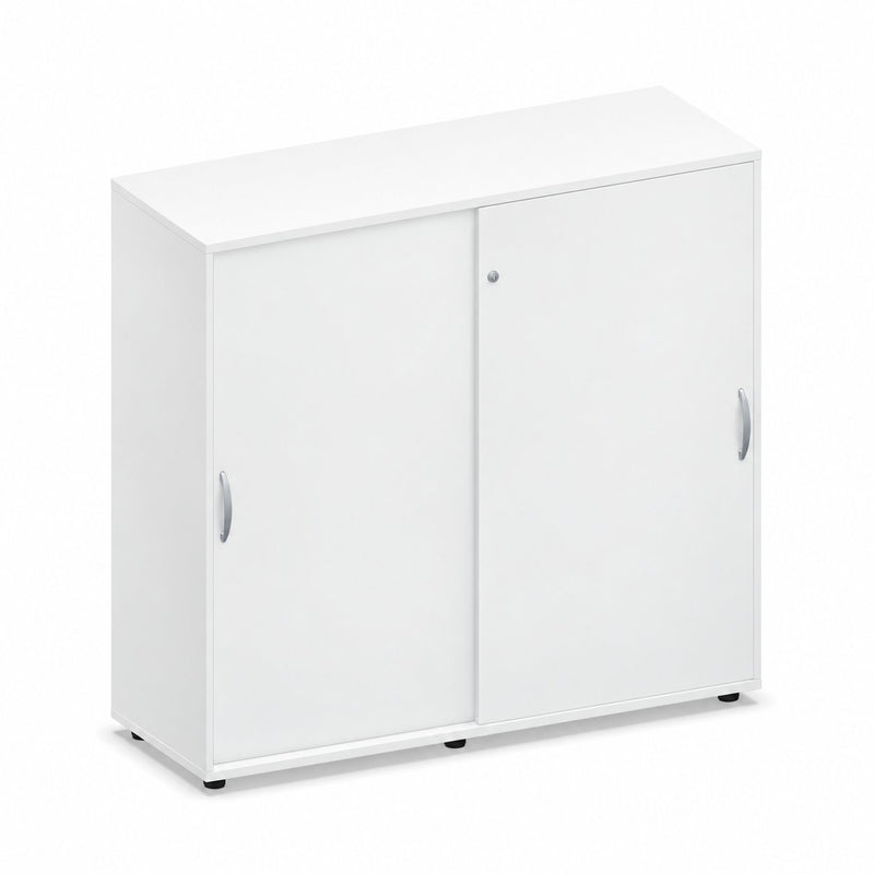 MARO PRO Schiebetürenschrank 120 cm, 3 OH in Weiß – Schrägansicht links