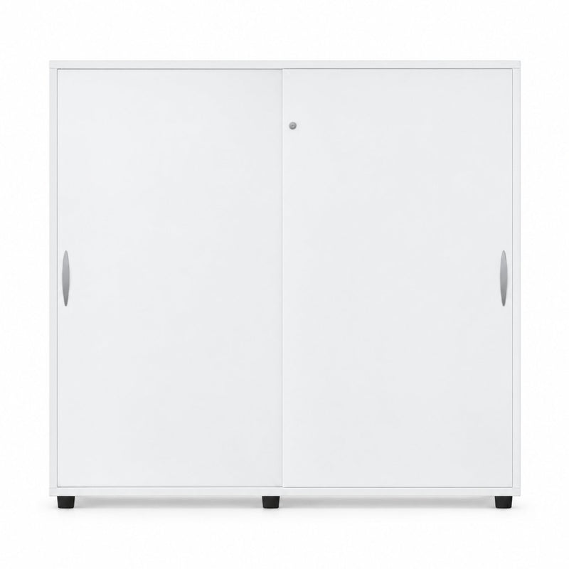 MARO PRO Schiebetürenschrank 120 cm, 3 OH in Weiß – Frontansicht