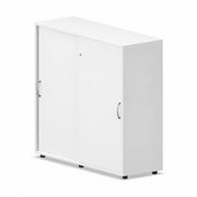 MARO PRO Schiebetürenschrank 120 cm, 3 OH in Weiß – Seitenansicht schräg