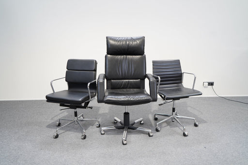 Design 5 Bürostühle Set Schwarz Leder