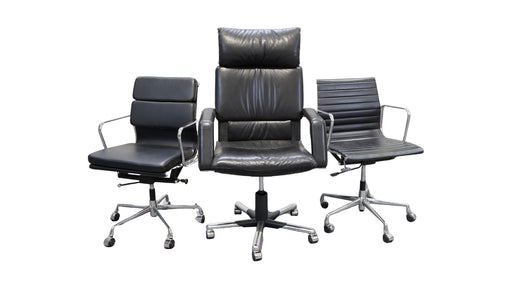 Design 5 Bürostühle Set Schwarz Leder
