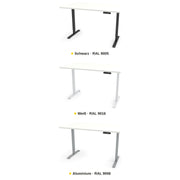 Light – die drei Gestellfarben Schwarz RAL 9005, Weiß RAL 9016 und Aluminium RAL 9006 im Vergleich