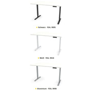 Light – die drei Gestellfarben Schwarz RAL 9005, Weiß RAL 9016 und Aluminium RAL 9006 im Vergleich