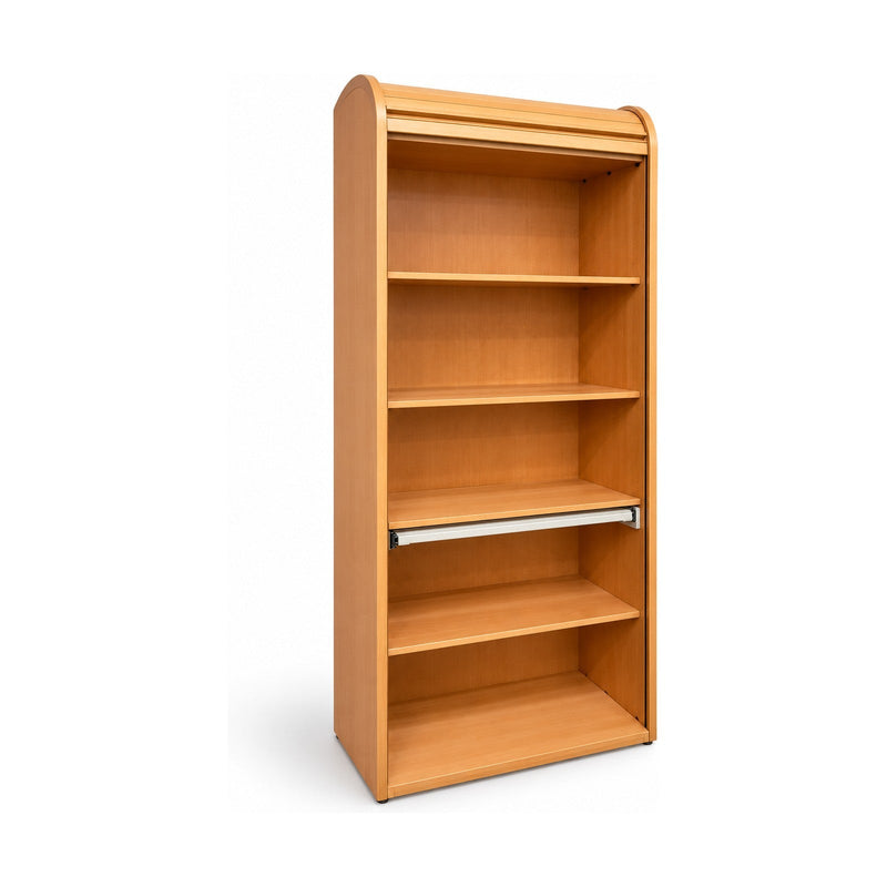 Rollladenschrank Blaha Buche 80 cm – Schrägansicht mit Auszug