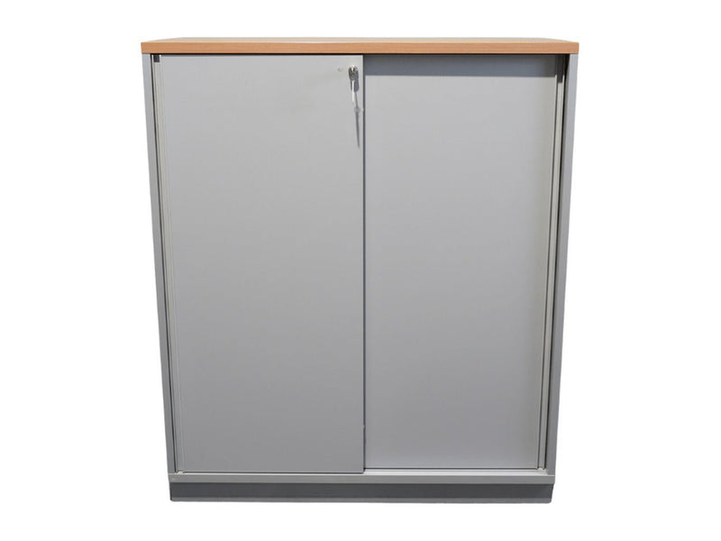 Hali „Slide 120 High“ Schiebetürenschrank 3 OH in Grau und Buche - Reoffice