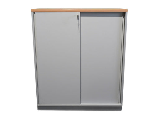 Hali „Slide 120 High“ Schiebetürenschrank 3 OH in Grau und Buche