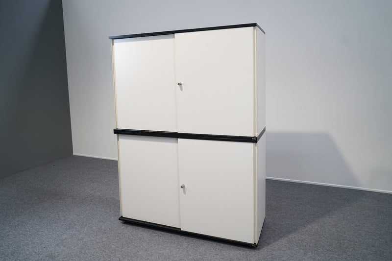 Schiebetürenschrank 2 OH Weiß Anthrazit Staple Bene - Reoffice