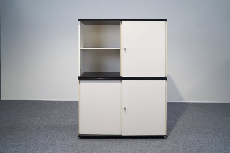 Schiebetürenschrank 2 OH Weiß Anthrazit Staple Bene - Reoffice