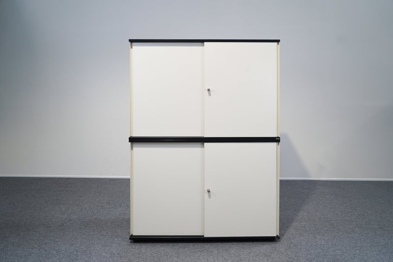 Schiebetürenschrank 2 OH Weiß Anthrazit Staple Bene - Reoffice