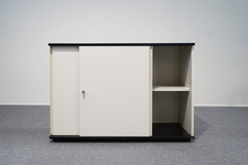 Schiebetürenschrank 2 OH Weiß Anthrazit Staple Bene - Reoffice