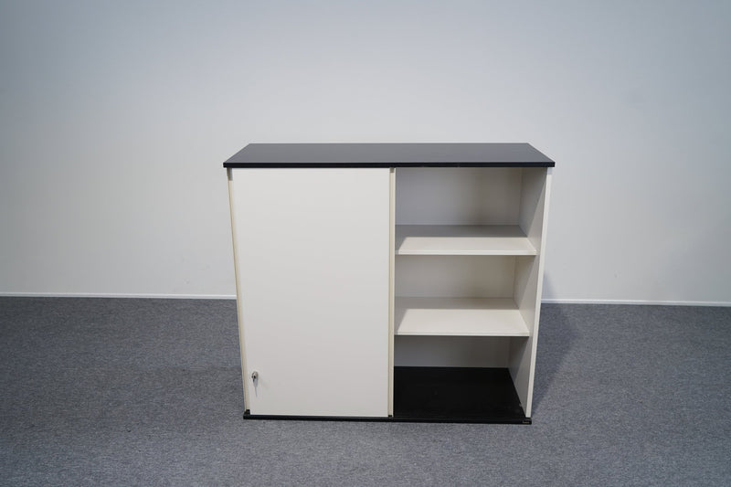 Schiebetürenschrank 3 OH Weiß Anthrazit Fylo Bene - Reoffice