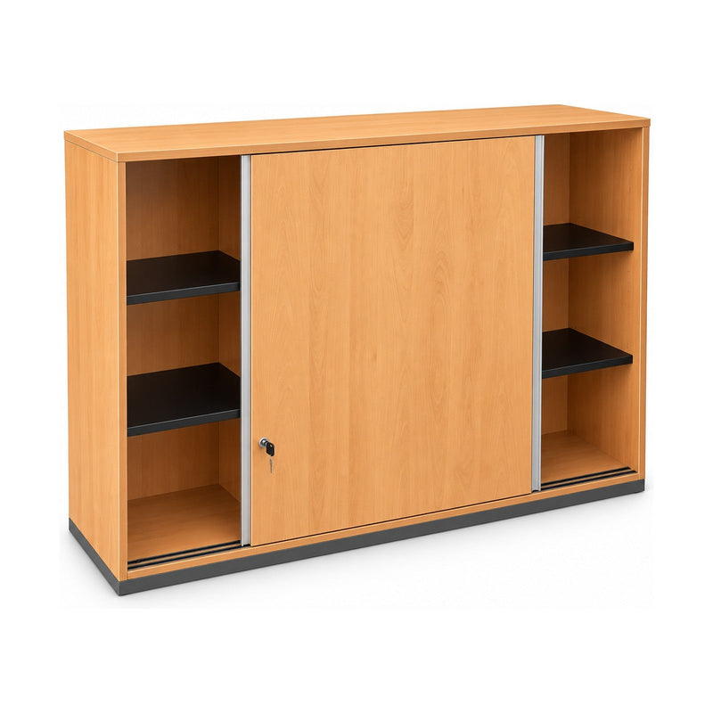 Schiebetürenschrank Hali Buche 160 × 44 × 115 cm – geöffnet beidseitig