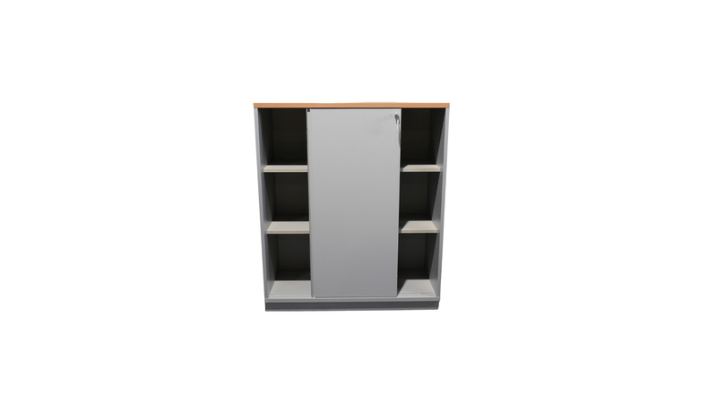 Hali „Slide 120 High“ Schiebetürenschrank 3 OH in Grau und Buche - Reoffice
