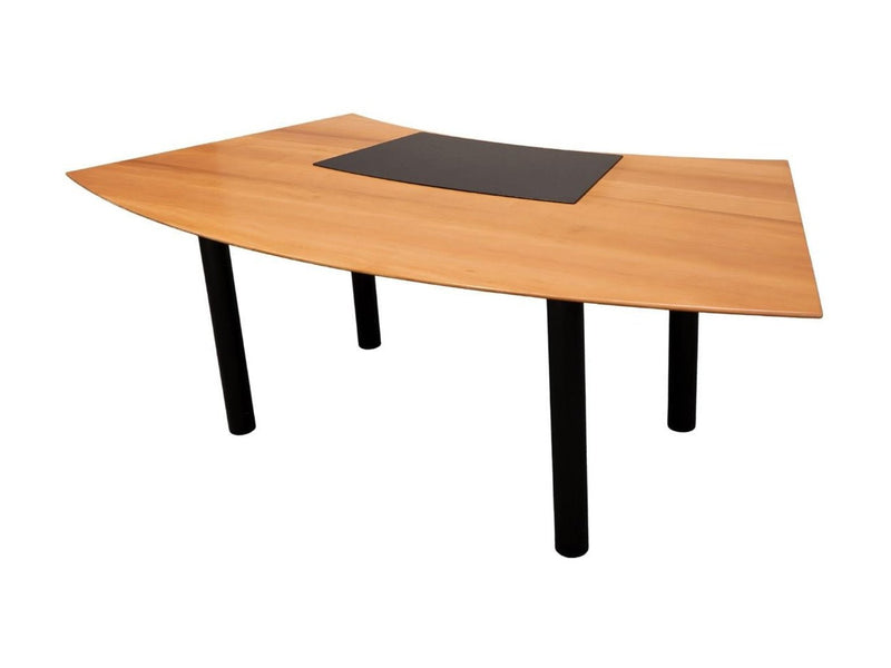 Chefschreibtisch Walnuss 220 cm mit Lederauflage - Reoffice