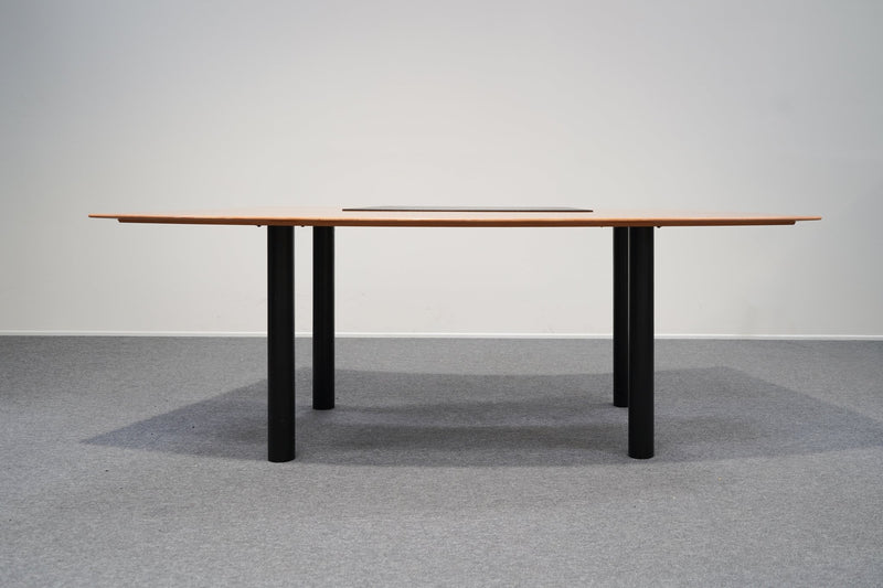 Chefschreibtisch Walnuss 220 cm mit Lederauflage - Reoffice