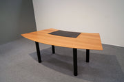 Chefschreibtisch Walnuss 220 cm mit Lederauflage - Reoffice