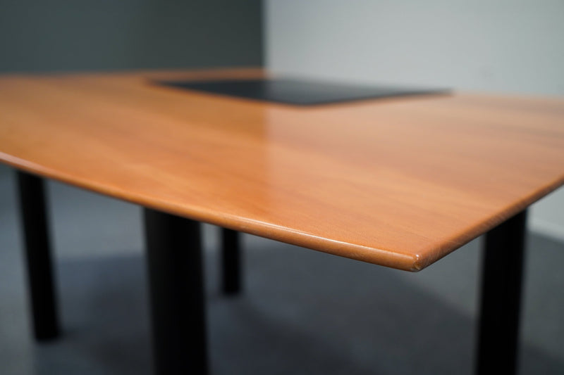 Chefschreibtisch Walnuss 220 cm mit Lederauflage - Reoffice