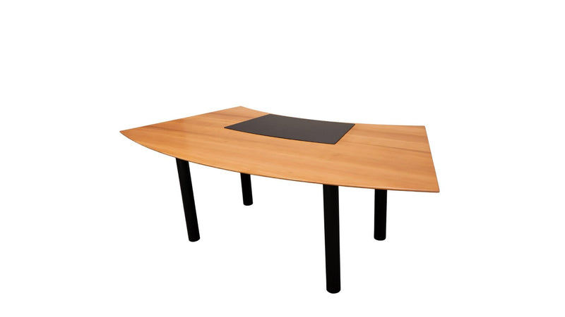 Chefschreibtisch Walnuss 220 cm mit Lederauflage - Reoffice