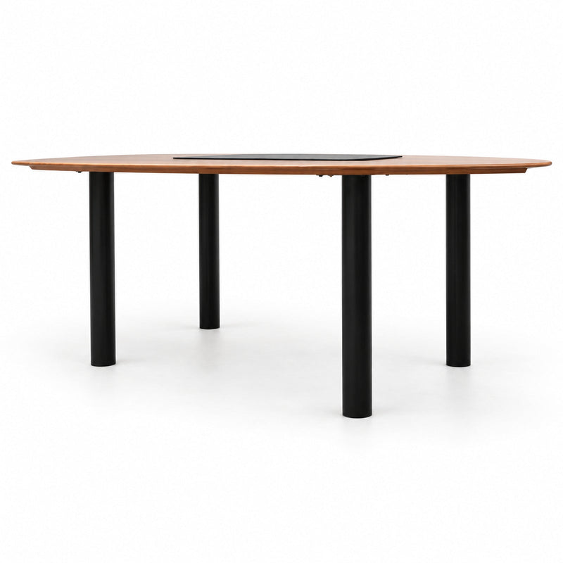 Chefschreibtisch Walnuss 220 cm mit Lederauflage gebraucht - Reoffice
