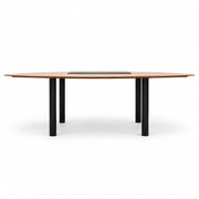 Chefschreibtisch Walnuss 220 cm mit Lederauflage gebraucht - Reoffice