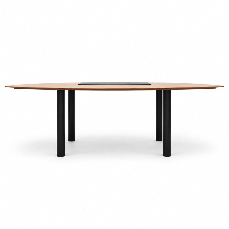 Chefschreibtisch Walnuss 220 cm mit Lederauflage gebraucht - Reoffice