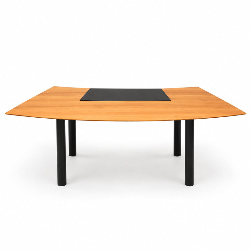Chefschreibtisch Walnuss 220 cm mit Lederauflage gebraucht - Reoffice
