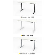 Start – die drei Gestellfarben Schwarz RAL 9005, Weiß RAL 9016 und Aluminium RAL 9006 im Vergleich