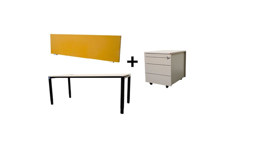 Blaha Arbeitsplatz Set Tisch, Container und Trennwand