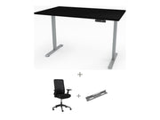 Yellow Dot Arbeitsplatz Set – Platte Schwarz U999 ST7, Gestell Aluminium RAL 9006