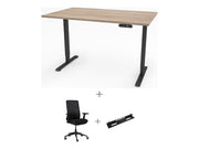 Yellow Dot Arbeitsplatz Set – Platte Vicenza Eiche H3157 ST12, Gestell Schwarz RAL 9005