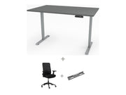 Yellow Dot Arbeitsplatz Set – Platte Achatgrau 2171 PE, Gestell Aluminium RAL 9006