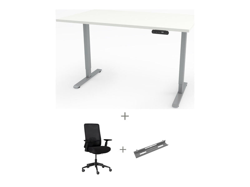 Yellow Dot Arbeitsplatz Set – Platte Topweiss 0112 FH, Gestell Aluminium RAL 9006