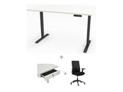 Yellow Dot Arbeitsplatz Set mit Stauraum – Platte Topweiss 0112 FH, Gestell Schwarz RAL 9005