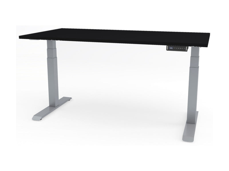 Yellow Dot Complete Desk Set (Joy) – Platte Schwarz U999 ST7, Gestell Silber